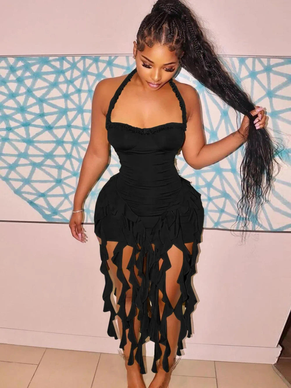 Halter Neck Bodycon Mini Dress