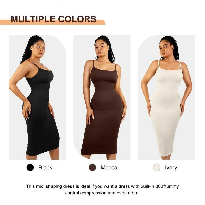 Ribbed Built In Bra Bodycon Midi Dress