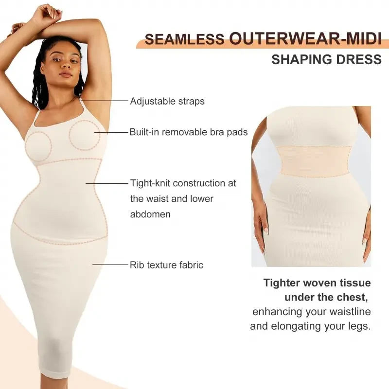 Ribbed Built In Bra Bodycon Midi Dress