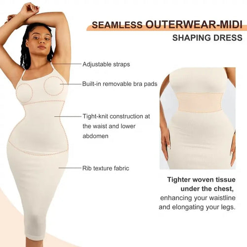 Ribbed Built In Bra Bodycon Midi Dress