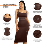 Ribbed Built In Bra Bodycon Midi Dress