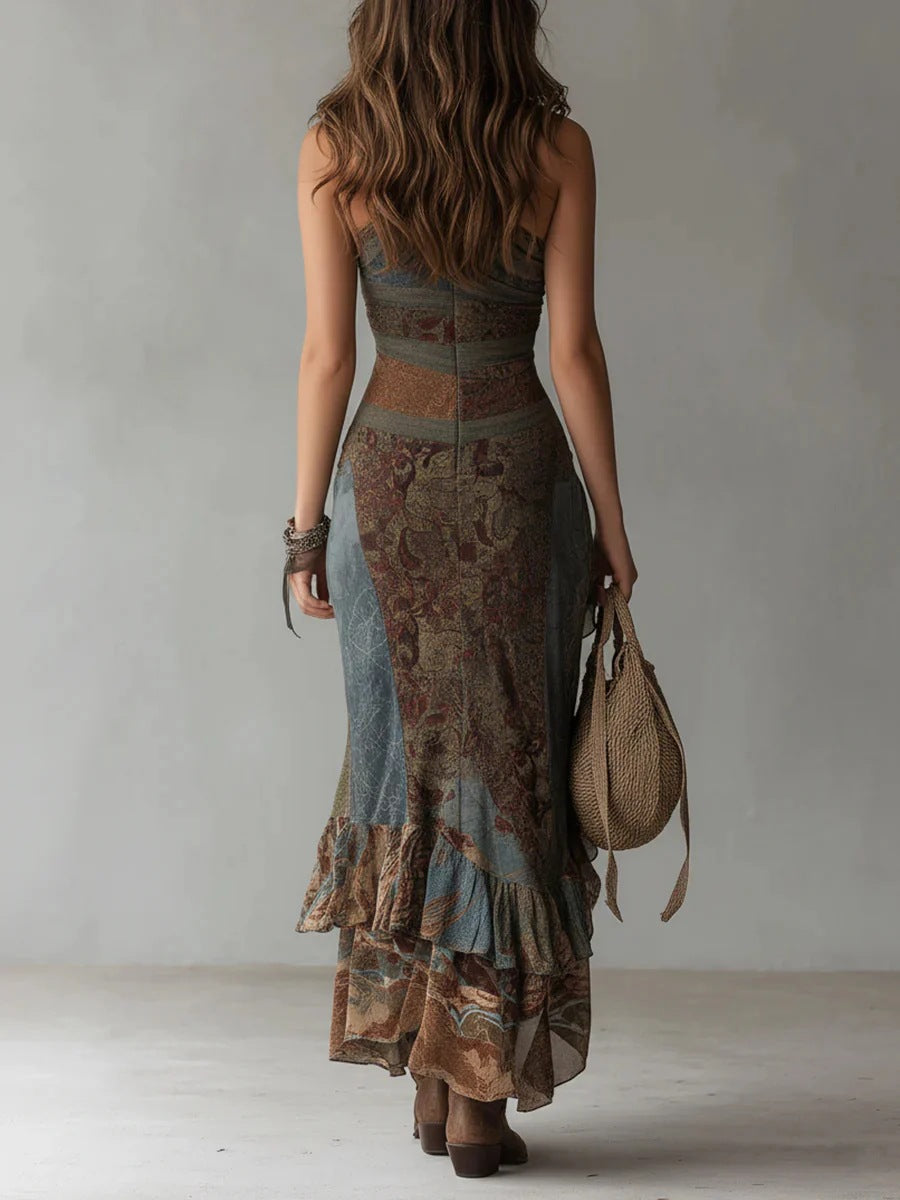 Asymmetrical Sleeveless High Slit Long Dress